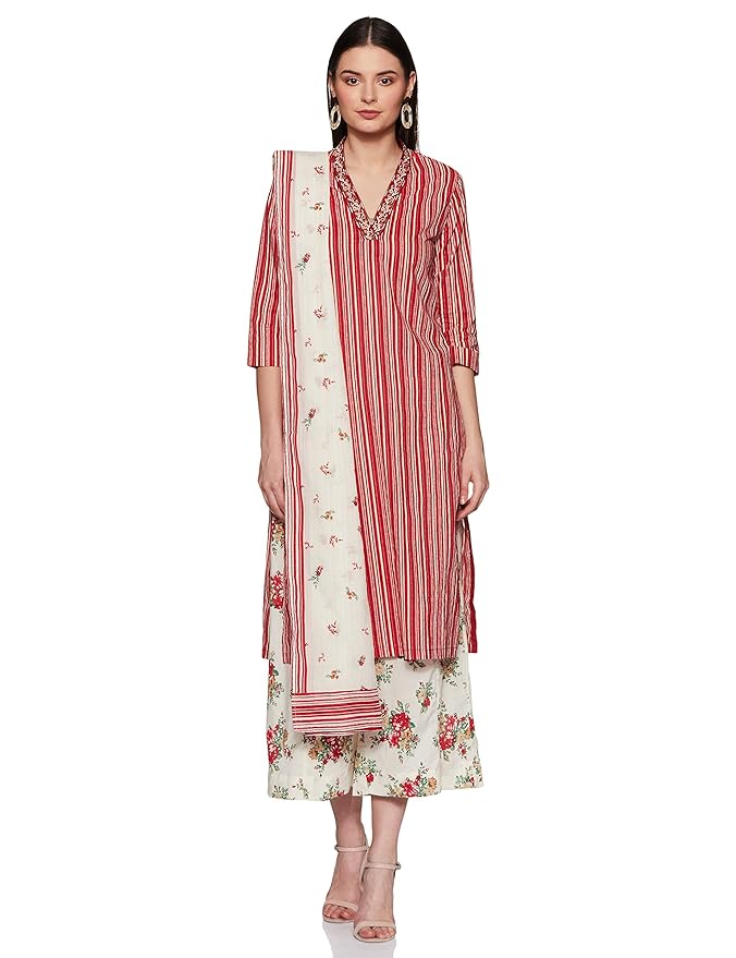 BIBA Women Cotton Straight Printed Suit