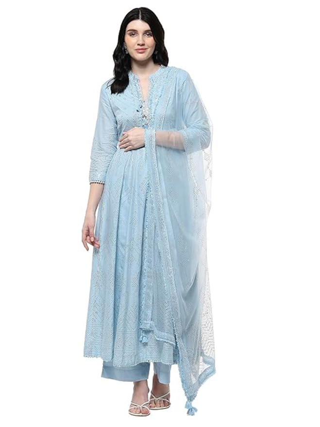 BIBA Women Cotton Anarkali Printed Suit Set