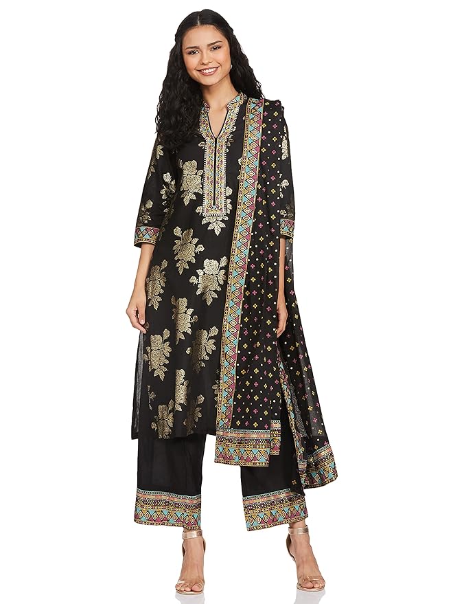 BIBA Women Cotton Straight Printed Suit Set