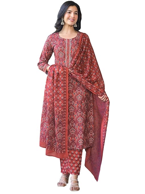 Vaamsi Womens Rayon Blend Floral Straight Printed Kurta Pant With Dupatta Set- kurta sets for woman