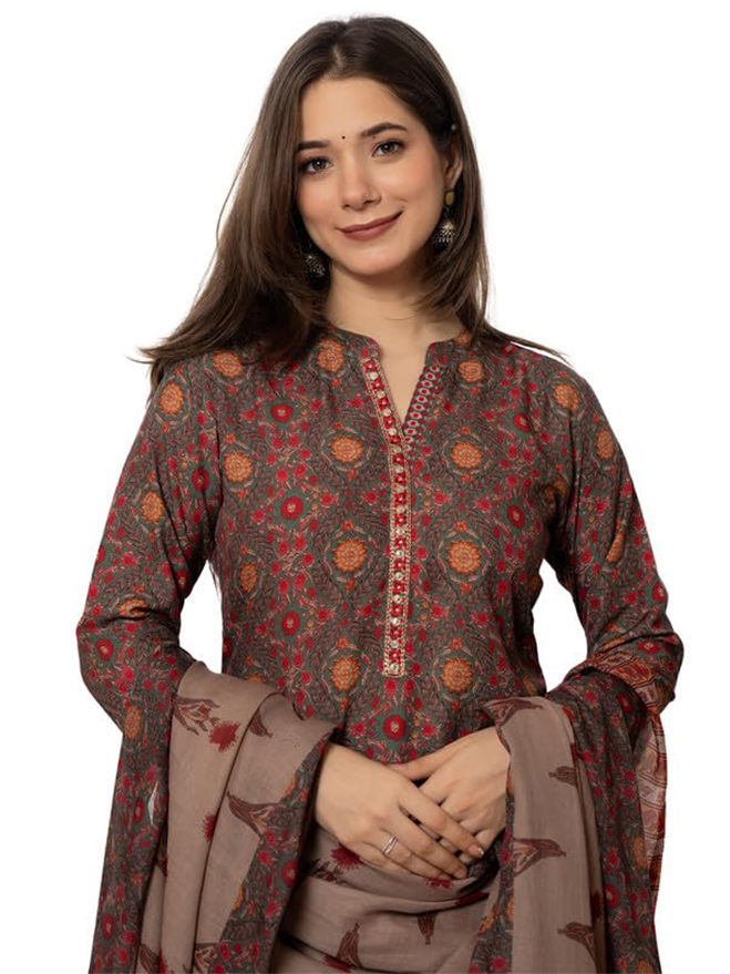 Vaamsi Women Rayon Blend Floral Straight Printed Kurta Pant With Dupatta-kurta sets for woman