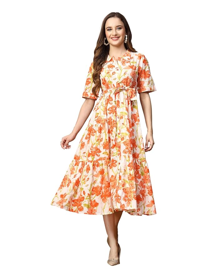 Stylum Women Floral Printed Cotton Flared Dress
