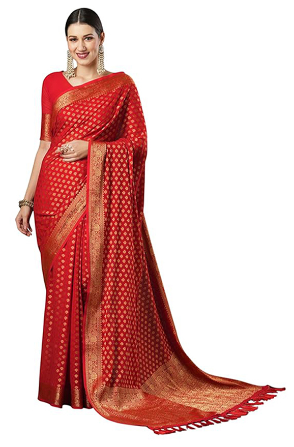 AKHILAM Women Viscose Ethnic Motif Printed Saree With Unstitched Blouse Piece