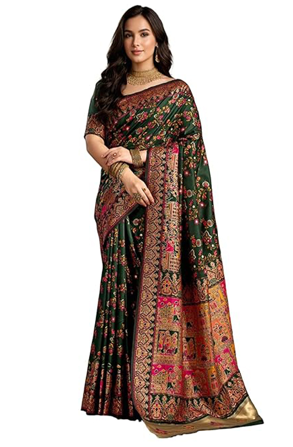 SIRIL Women Banarasi Silk Saree With Unstitched Blouse Piece