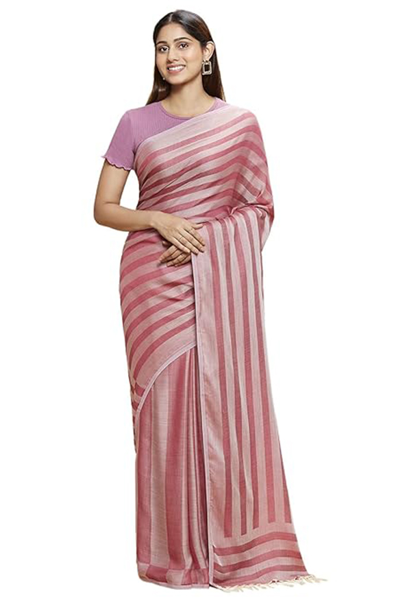 Navyasa Womens Liva Jacquard Printed Woven Saree with Unstitched Blouse Piece
