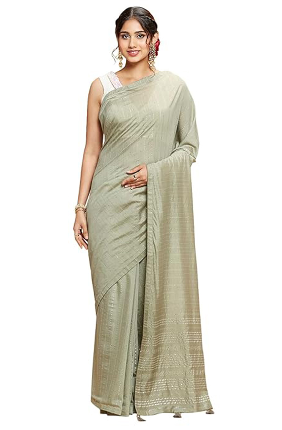 Navyasa Grey Liva Lite Pastel Embroidered Saree