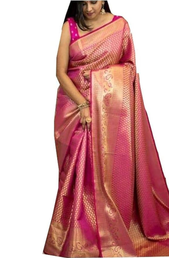 SGF11 Women Kanjivaram Soft Silk Saree With Blouse Piece