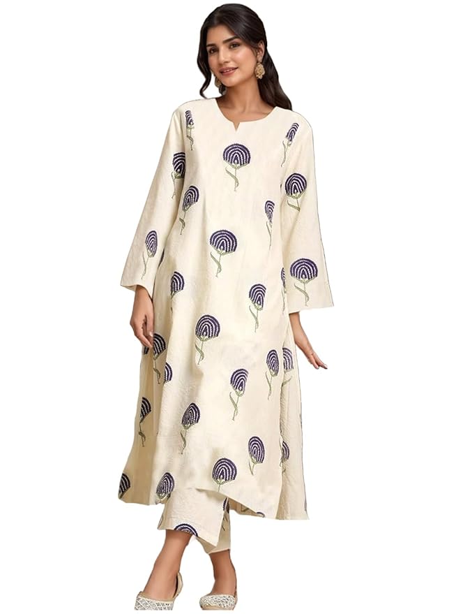 ANNI DESIGNER Women Rayon Viscose Regular Fit Printed Straight Kurta with Pant