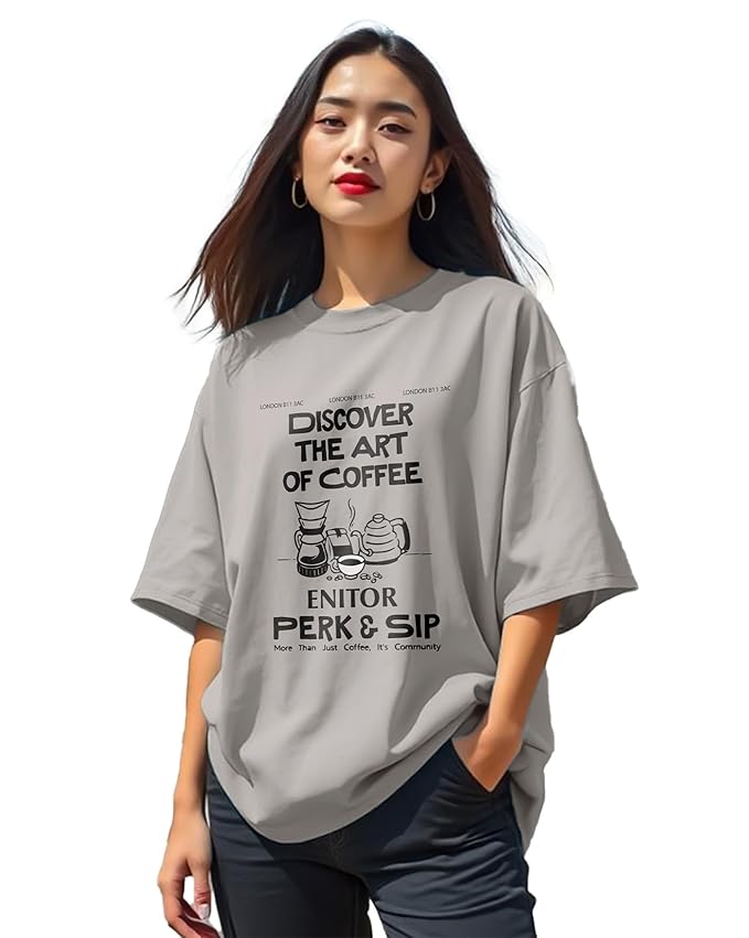 AUSK Oversized T-Shirt for Women || Graphic Printed Loose fit Womens Tshirts