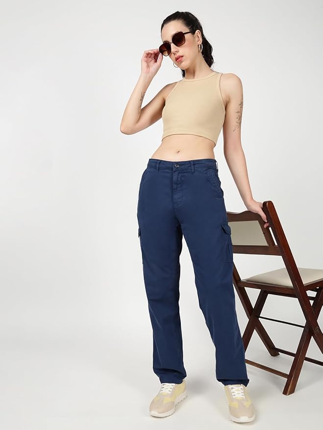 NKAST Women Grey Straight fit Cargo Trousers