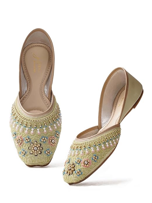 JM LOOKS Women Handcrafted Embellished Jutti | Traditional & Stylish Ethnic Footwear | Comfortable & Festive for Women