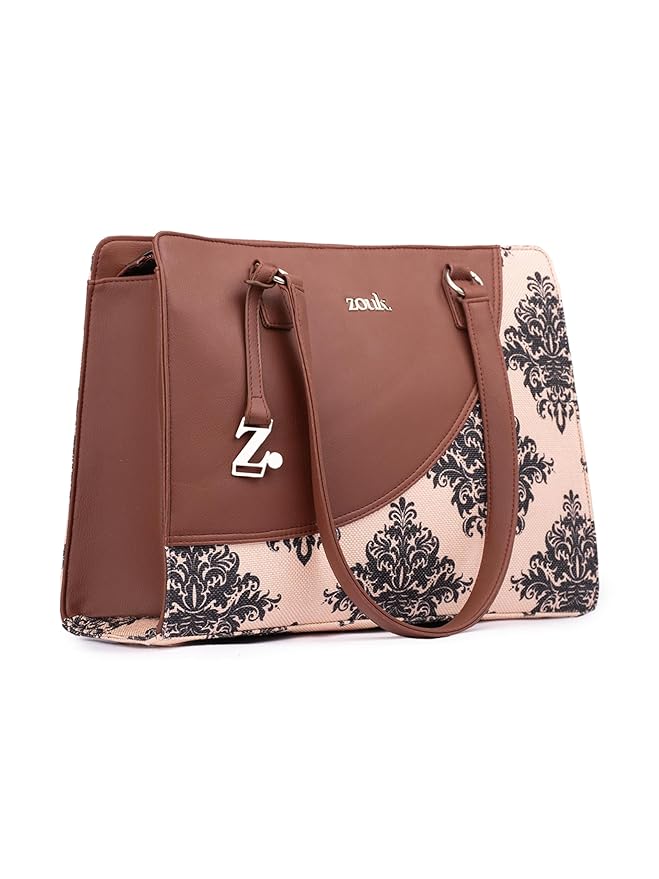 ZOUK Women Office Essential Bag | Jute | Vegan Leather Handcrafted Tote Bag With Double Handle Shoulder Strap