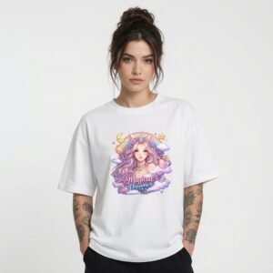 Magical Dreamer Unicorn Girl Oversized T-Shirt for Women