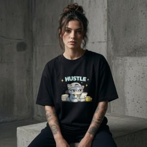 Hustle Cat Oversized T-Shirt for Women